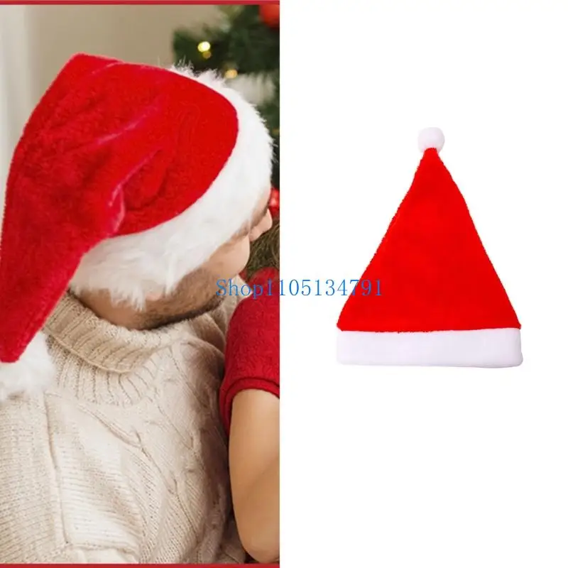 98km Plush Santa Hats Classical Design Christmas Cap For Adult Kids Indoor Outdoor