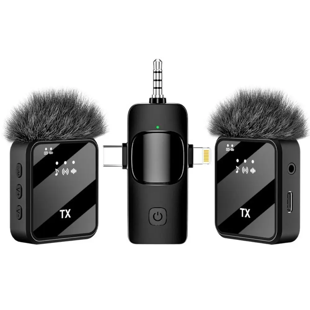 3in1 Design Wireless Lavalier Microphone Type-C Charging Portable Podcast Microphone Clip On Noise Canceling