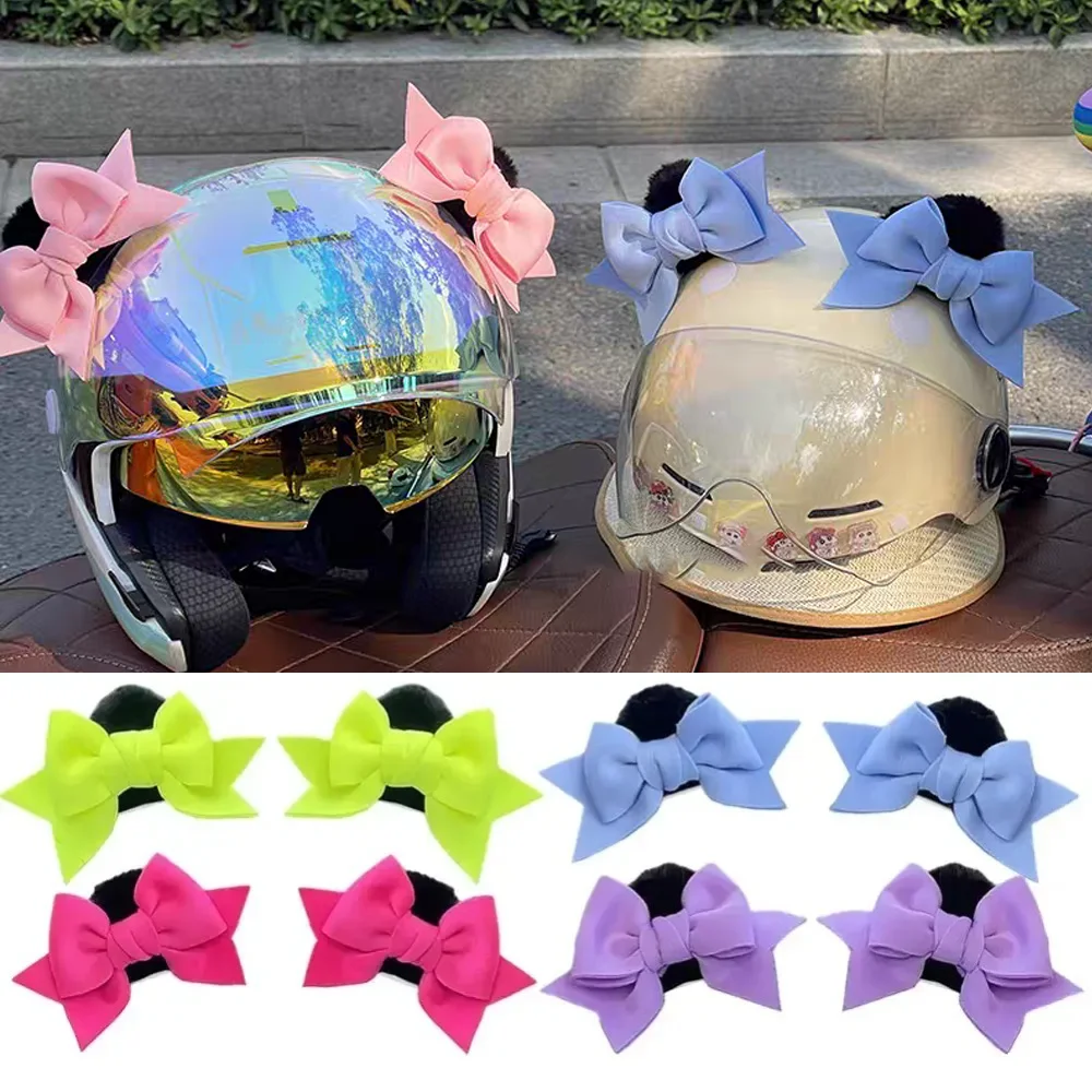 

1Pair Motorcycle Gear Cat Ear Bow Decoration 3D Helmet Decoration Bow Accessory Detachable Motorcycle Helmet Parts Plush Decor