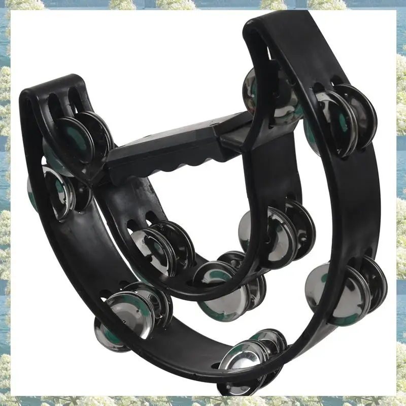 

4X Compact Double Half Moon Music Tambourine Percussion Tamborine Drum Durable