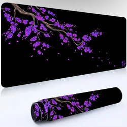 Kawaii Purple Sakura Mousepad Gamer Carpet Black Mouse Pad Cherry Blossom Mouse Mats Mechanical Gamer Keyboard Rubber Desk Mat