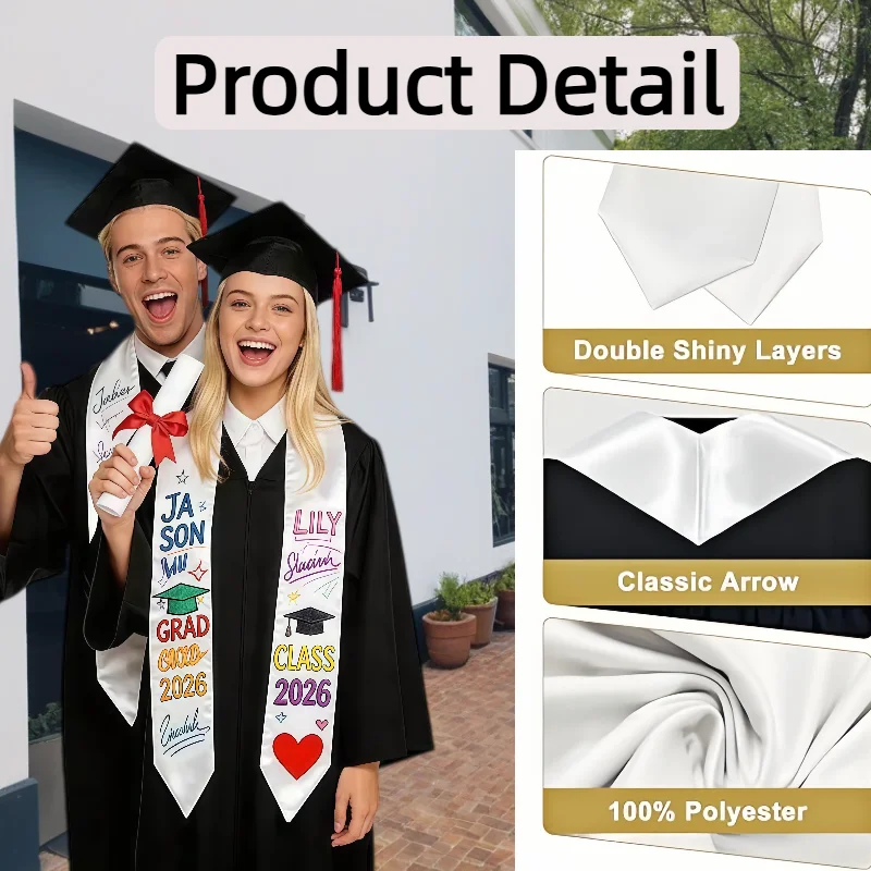 50pcs diy paint 72 Inch Graduation Stole Sublimation Plain Honor Stole Blank Unisex Adult