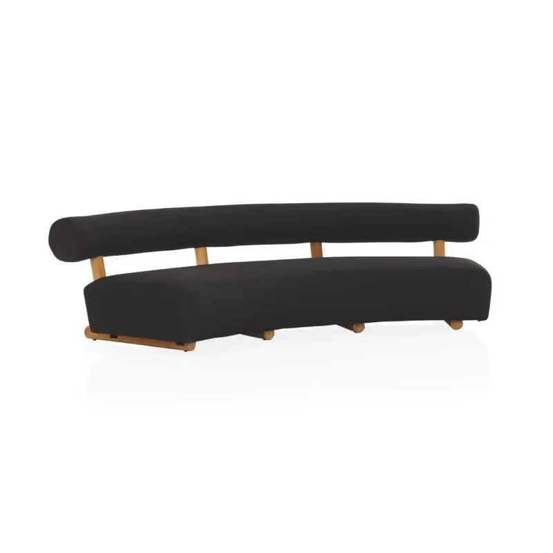 Round Back Design Luxury Outdoor Garden Wooden Furniture Fabric Upholstered Curved Sofa