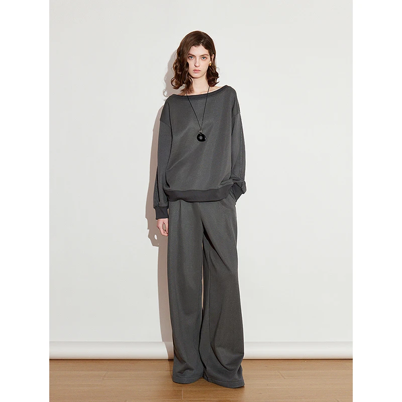 TOYOUTH Pantaloni casual da donna 2025 Primavera Nuovo stile sportivo Pantaloni lunghi a gamba larga dritti con coulisse in vita elastica