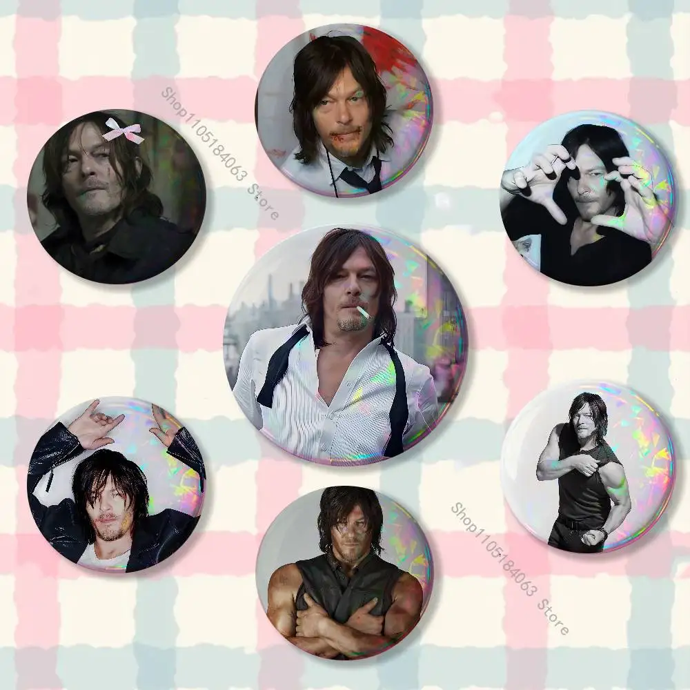 Norman Reedus W-Walking D-Dead American Creative Round Badge Button Pin Bag Decor Fans Collection Friends Gift Brooch