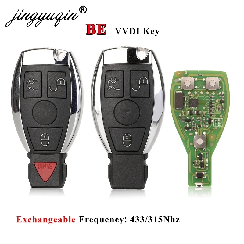 

jingyuqin 5pcs Car Remote Key 3/4 Buttons for Mercedes Benz V1.5 PCB VVDI BE Key pro Improved Version Exchangeable 315Mhz/433Mhz