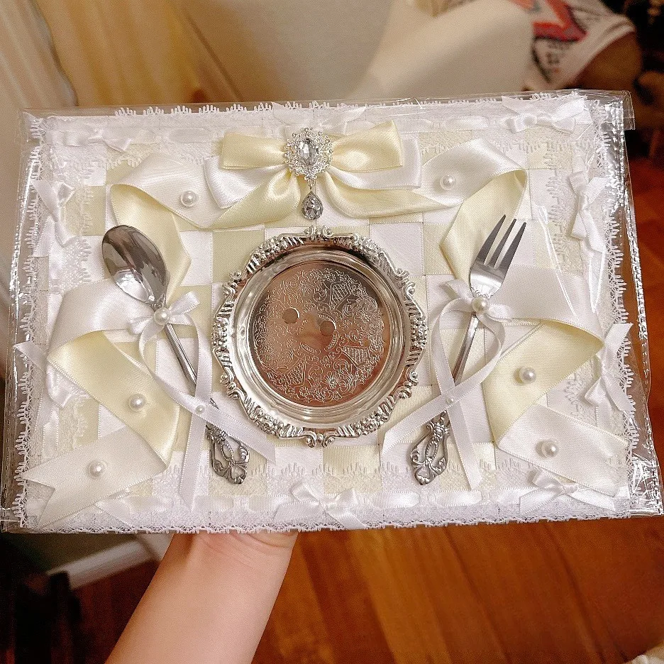 B5 Pain Board Finished Gu Mei Props Bar Lta Bag Decorative Tie Board Cream Plate Knife and Fork Checkerboard Ribbon Bag With