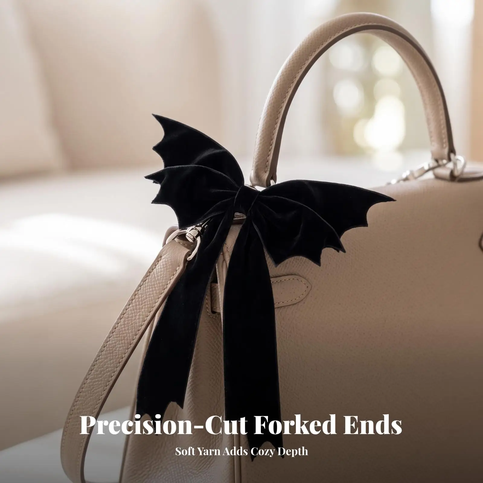 Large Nocturnal Bow | Soft Velvet Texture, Easy Installation, Hanging Ornament, for Halloween