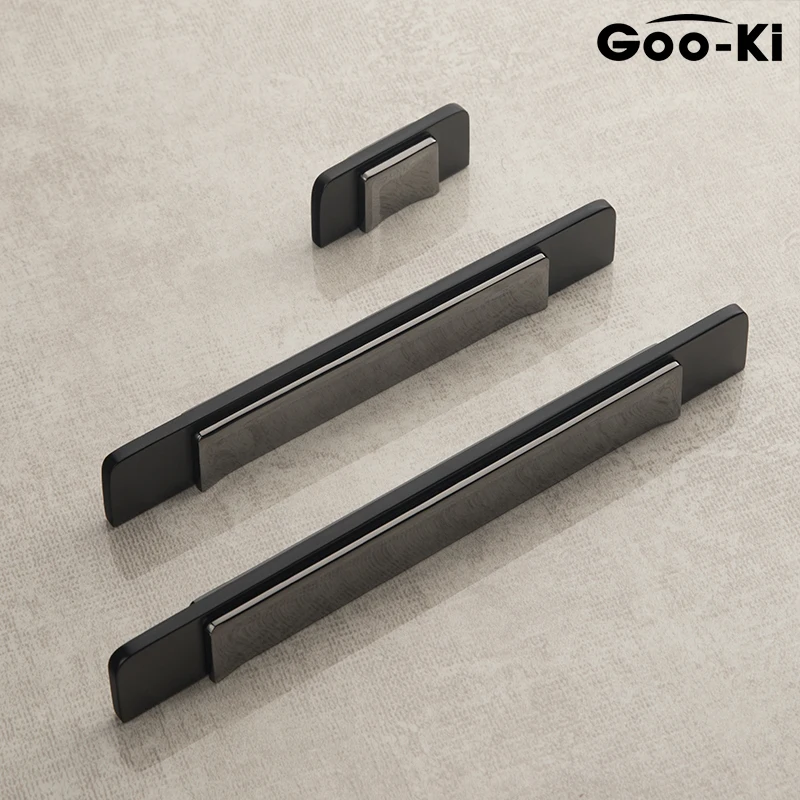 European Affordable Luxury  Cabinet Handles Black Gray Splicing Kitchen Cupboard Pulls Drawer Knobs Furniture Handle Hardware