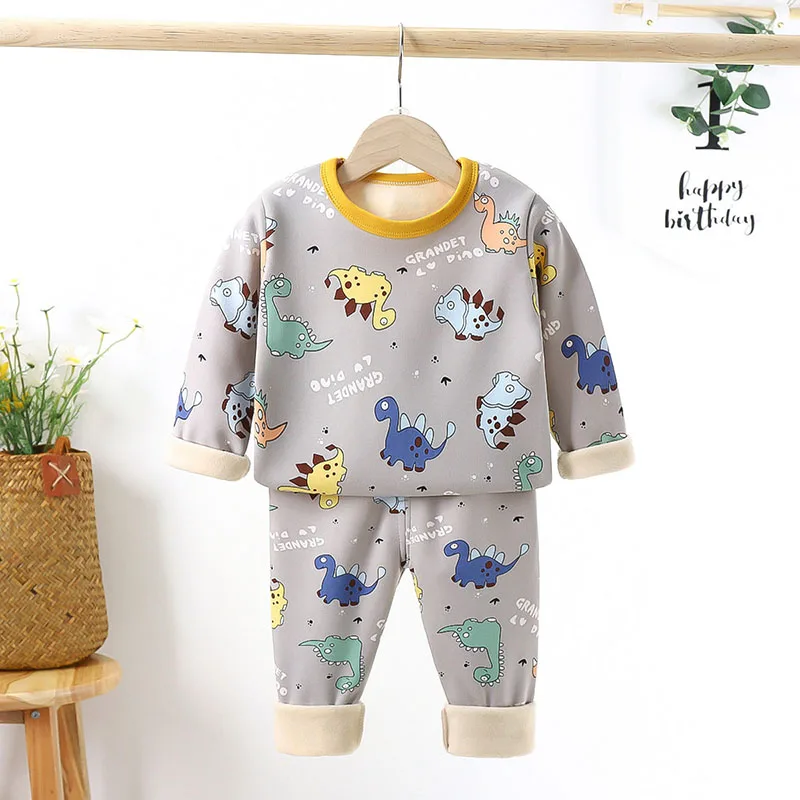 Children Padded Underwear Sets Autumn and Winter New Long-Sleeved Autumn Clothes and Trousers Warm Boys and Girls Home Clothing