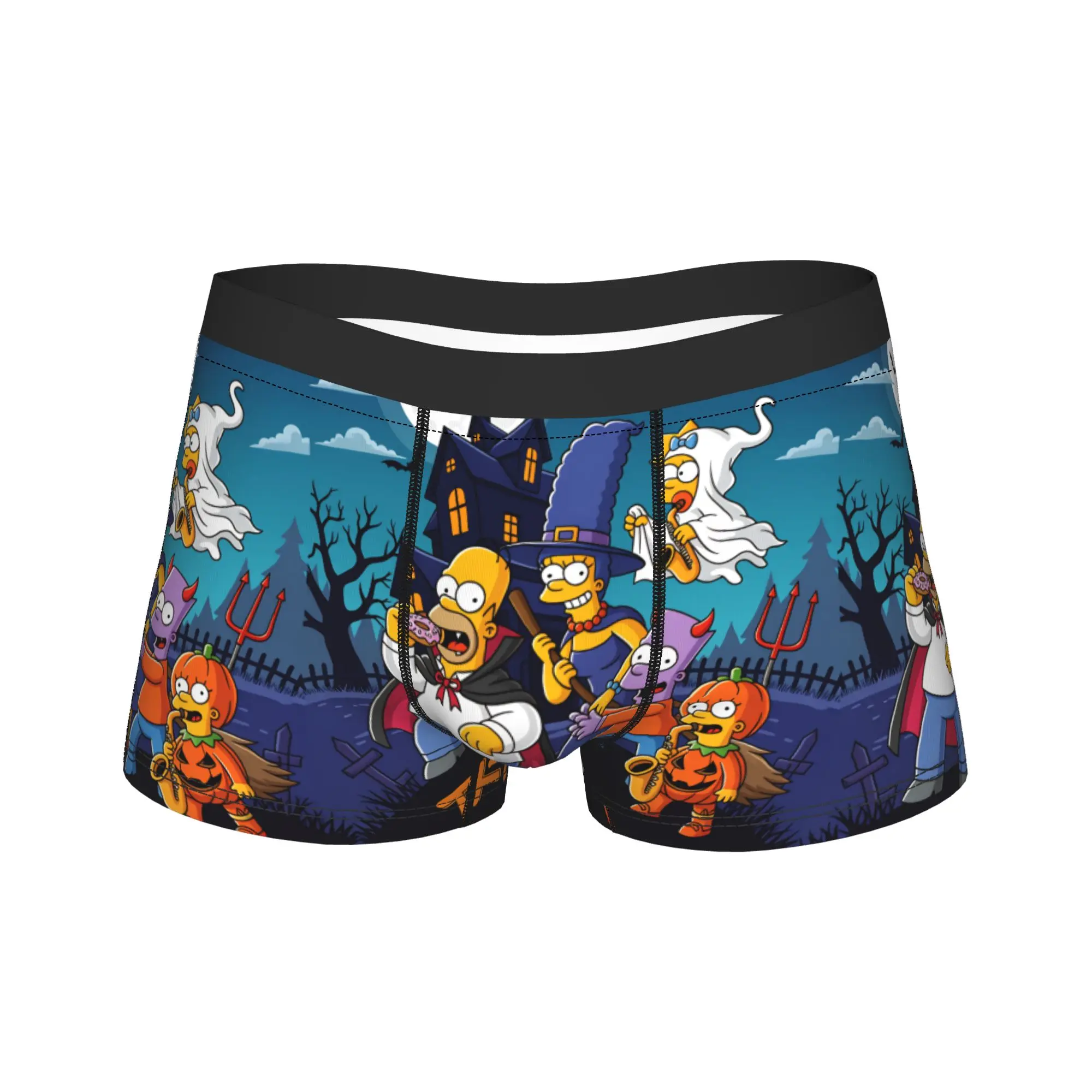 Funny S-Simpsons Trick or Treat Man Halloween Underwear Trend Underpants Shorts Briefs For Men 3D Pouch Plus Size Boxershorts