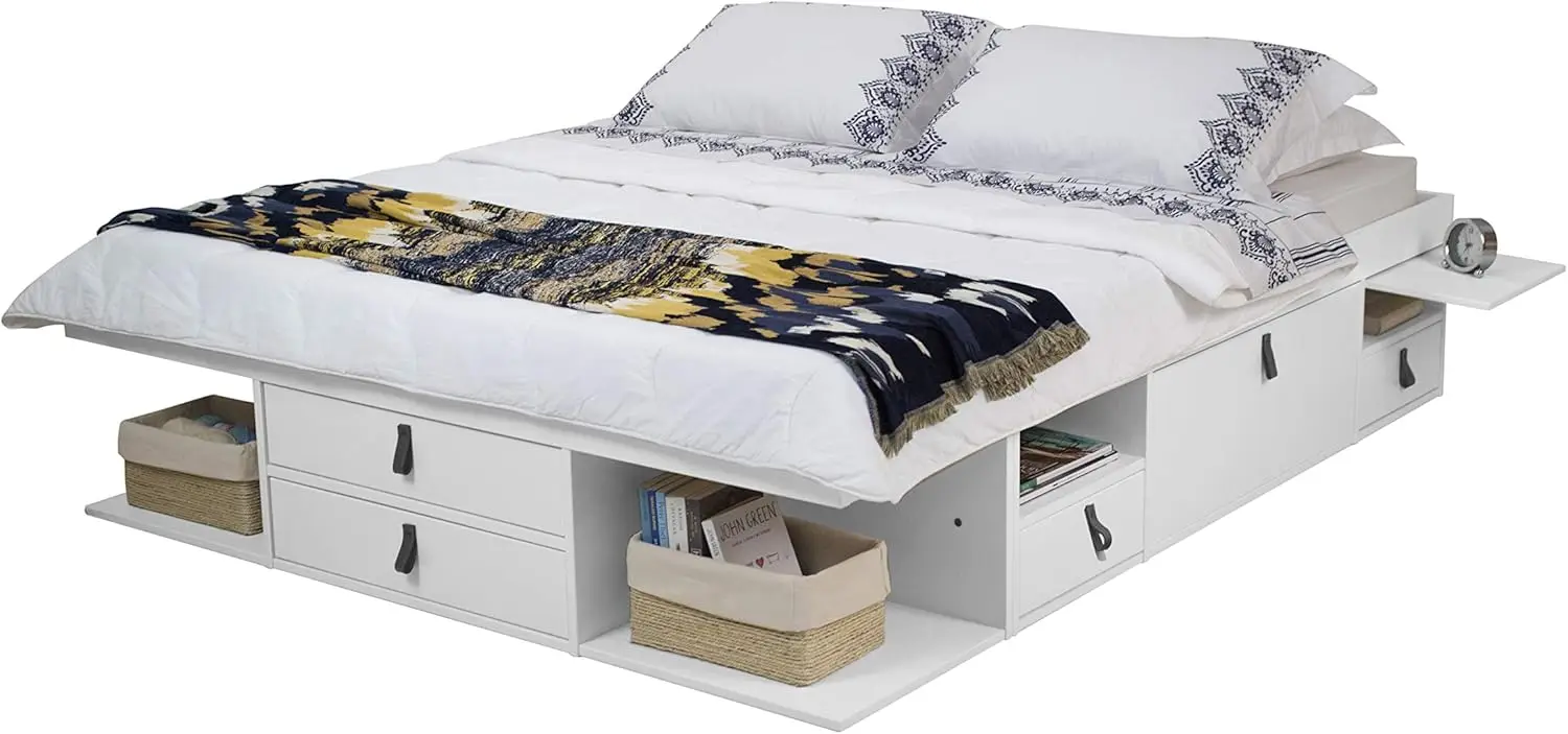 

Bali Storage Platform Bed with Drawers (Full Size, Off White)