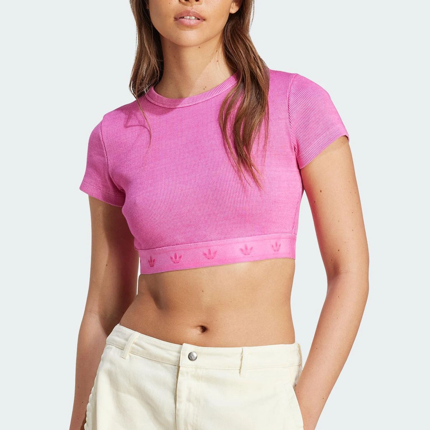

Adidas genuine Originals Women's Breathable Knit Cropped Casual T-shirt JJ3093