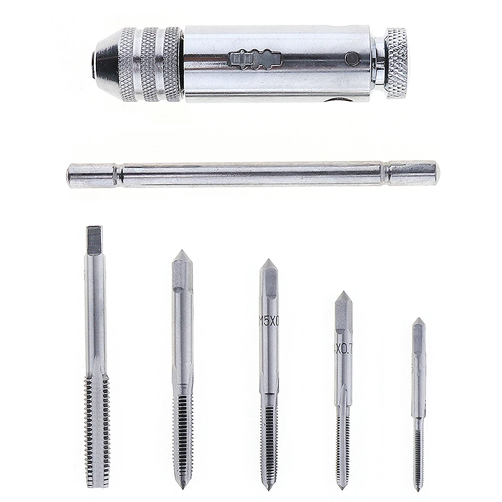 6pcs Adjustable Multifunction Tap Die T-type Screw Thread Taps Reamer with M3 / M4 / M5 / M6 / M8 Taps for Machine Hand Use