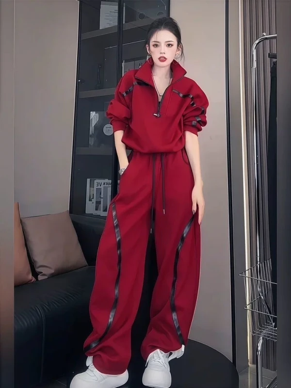 

Комплект повседневной спортивной одежды больших размеров для мужчин и женщин: толстовка на молнии с капюшоном и широкие брюки-карго, весна-осень, две части