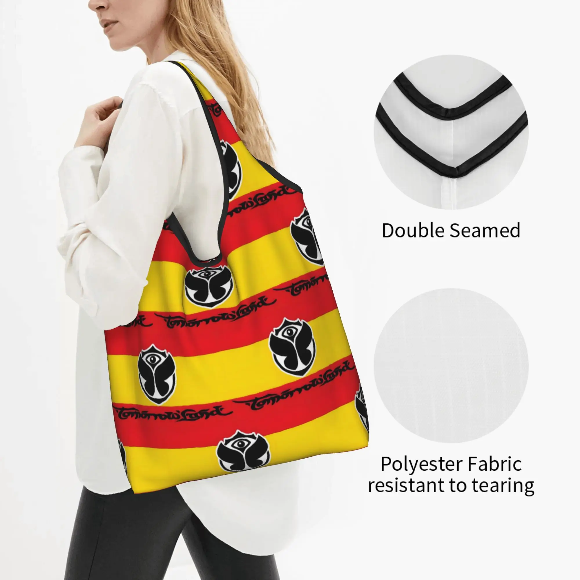 Fashion Printed Tomorrowland Belgian Electronic Dance Music Festival Tote Shopping Bag Portable Shopper Shoulder  Handbag