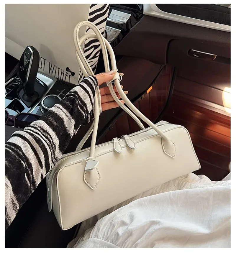 Vintage Lange Schultertasche für Damen, Luxuriöse Rindsleder-Handtasche, Damen-Umhängetasche für Pendlerinnen und Einkäufe – Detail 17
