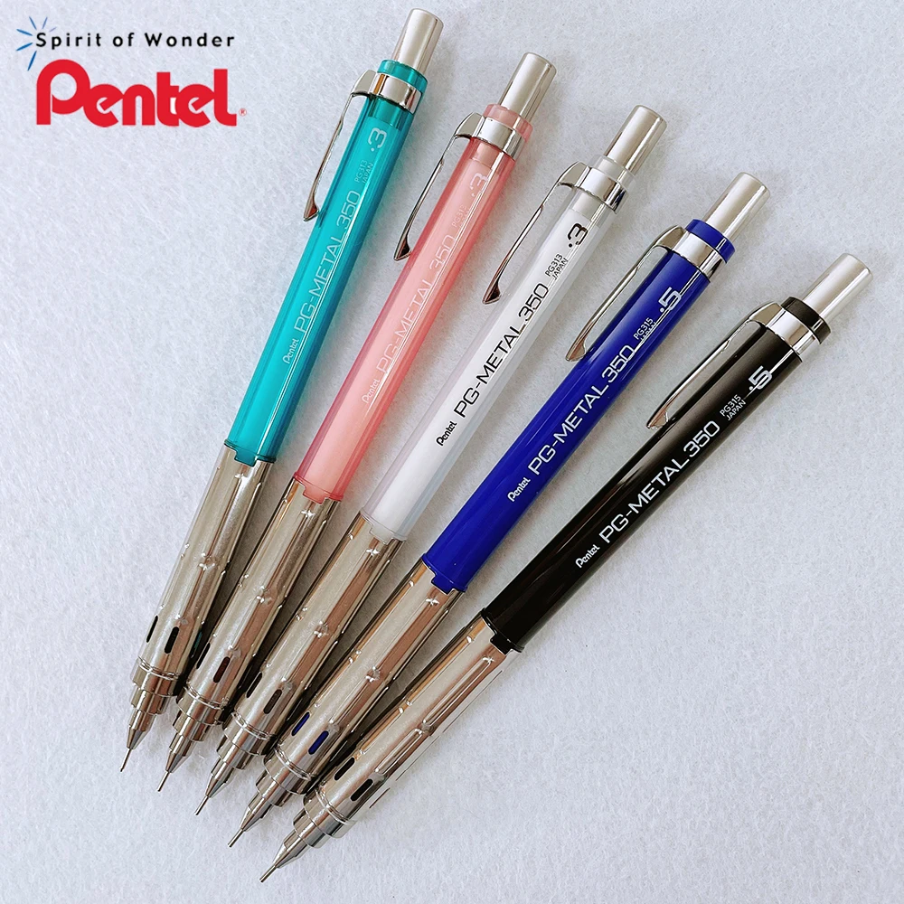 

1 шт., японский механический карандаш Pentel с низким центром тяжести, металлический рукопожатие PG-METAL350 0,3/0,5 мм, школьные принадлежности для рисования