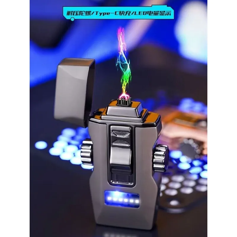 

Internet celebrity sports car modeling mecha gyro double arc windproof charging lighter personalized metal creative custom gifts