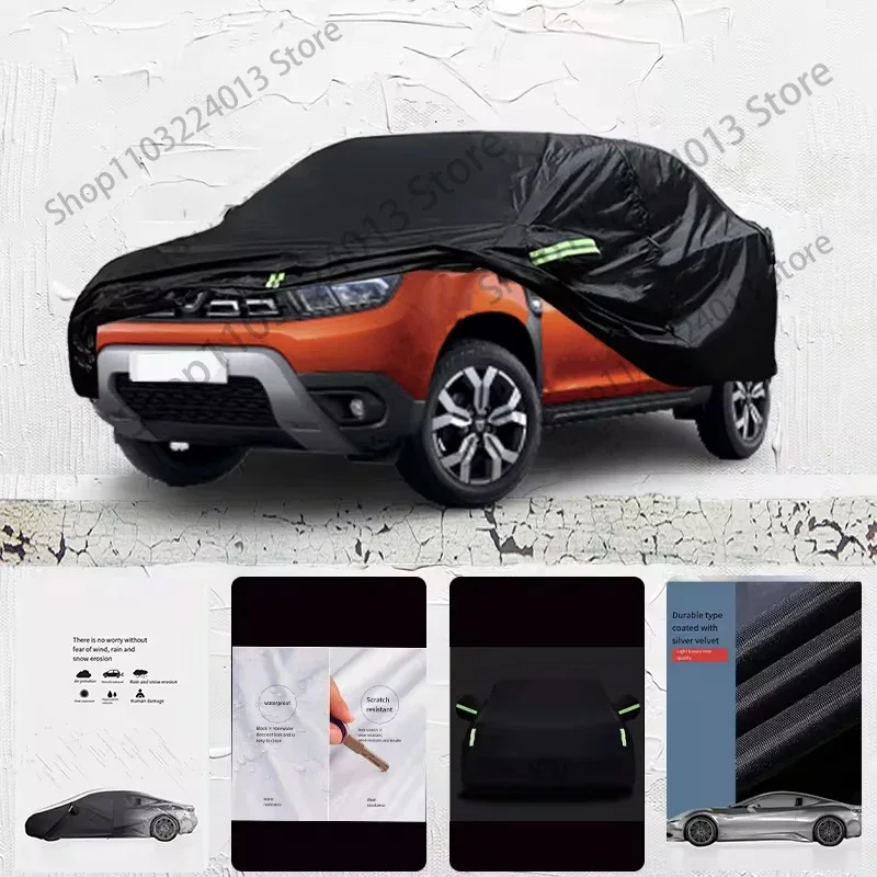 

For Dacia Duster fit Outdoor Protection Full Car Covers Snow Cover Sunshade Waterproof Dustproof Exterior Car cover Black