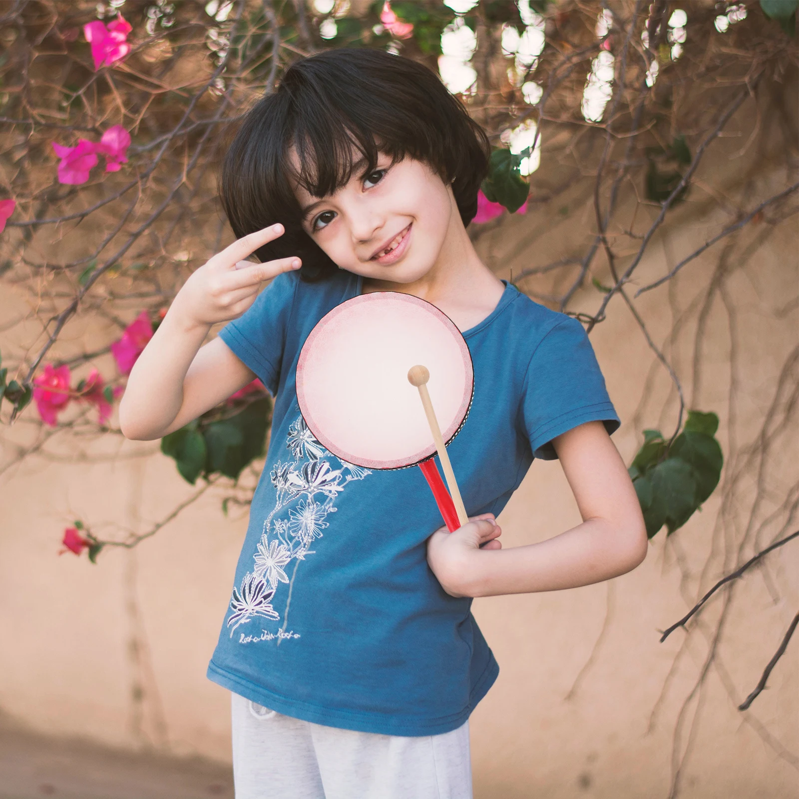 

Hand Drum Held Drums Musical Instruments Wooden Handle Kids Toys Imitation Small Baby