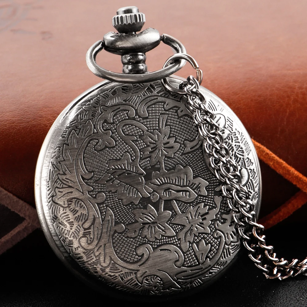 Cinza Aço 1788 Estátua da Liberdade Quartz Pocket Watch Fundada Nos Estados Unidos Mapa Relógio Retro Pingente Presente Dos Homens