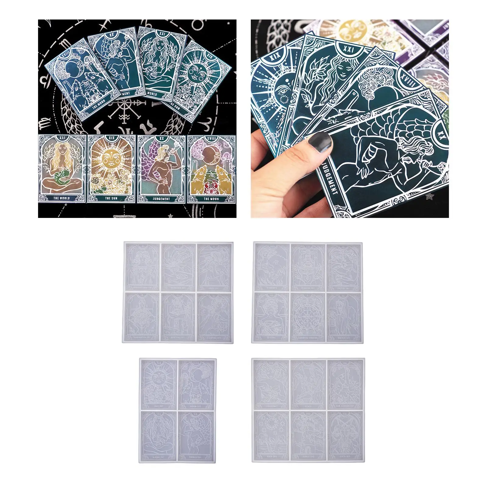 قوالب راتنج بطاقة Arcana الرئيسية ، بطاقات التاروت ، سيليكون ، 22