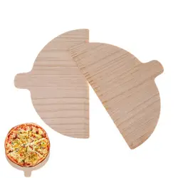 2pcs Wooden Pizza Serving Plate Wooden Pizza Peel Portable Pizza Pan Semi-Circular Pizza Board Set Multifunctional Kitchen Tool