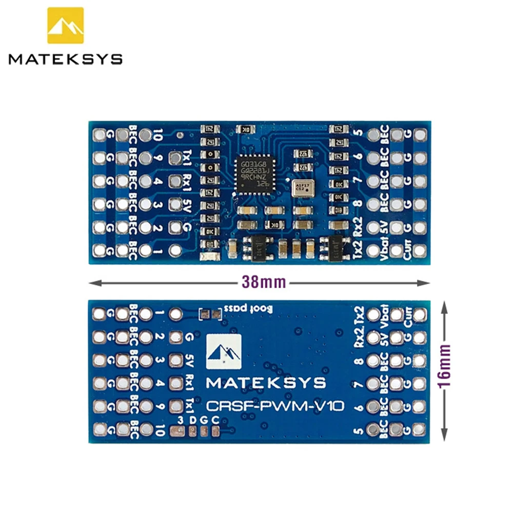 

MATEK CRSF-PWM-V10 CRSF-PWM конвертер с вариометром 10CH PWM выход для радиоуправляемого приемника TBS CRSF протокол 433 МГц 915 МГц 2,4 ГГц