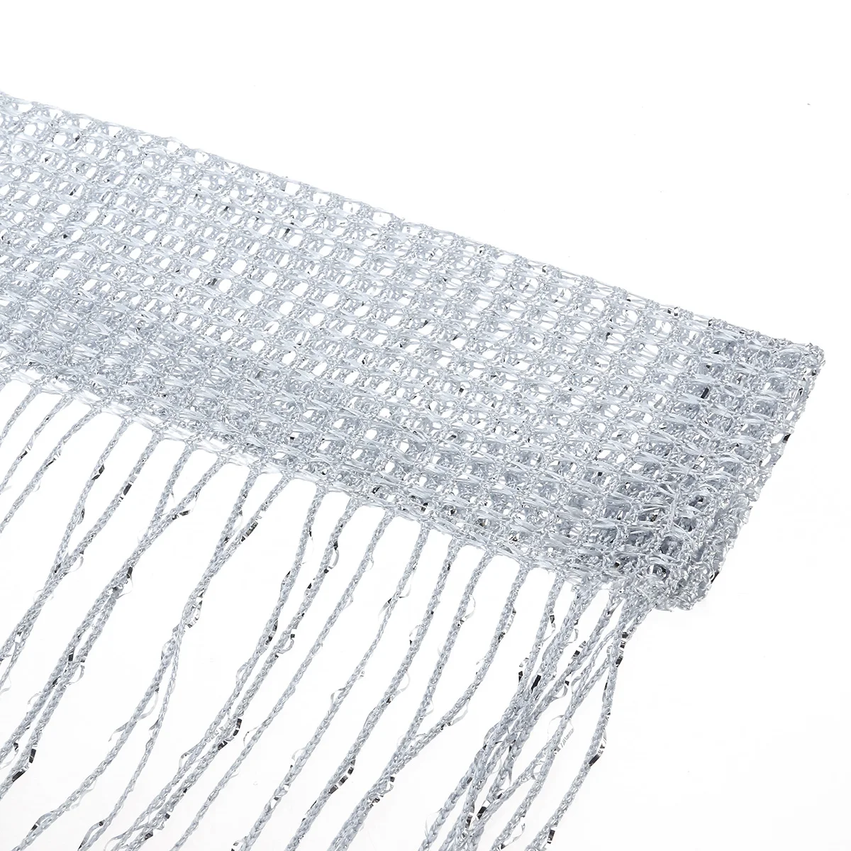 

1pc 2M x 1M Door String Curtain Panel Wall Window Room Divider Tassel Curtain for Home Decoration (Silver)