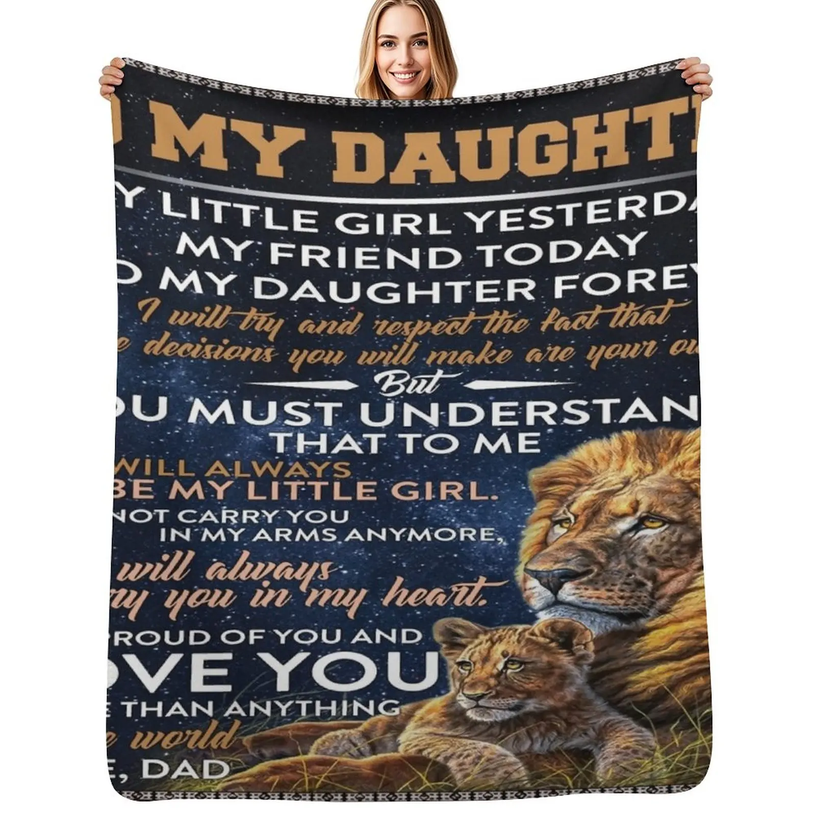 to my daughter from dad - Lion dad to daughter Throw Blanket Blankets For Sofas Shaggy Hairys Vintage Blankets