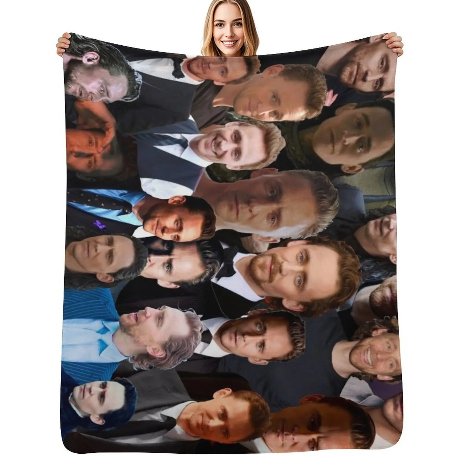 Tom Hiddleston Photo Collage Throw Blanket Flannel Fabric Winter beds Summer Luxury St anime Blankets