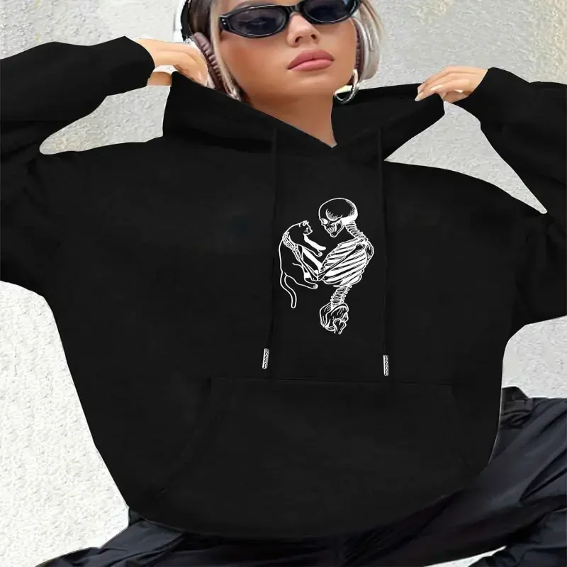 

Womens Casual Abstract Line Art Graphic Print Hooded Sweatshirt Drawstring Hood Fall Winter Comfort Relaxed Fit Sweatshirt
