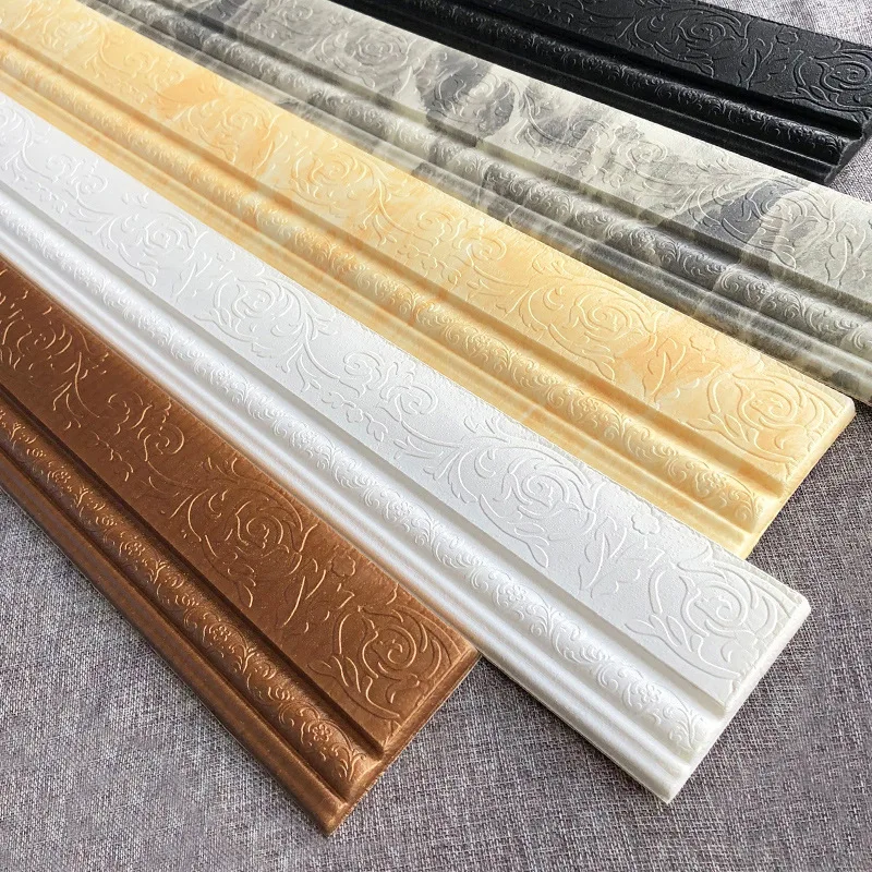 3D Self-adhesive Thick Wall Sticker Waistline Background Wall Substrate Top Corner Line Waterproof Decorative Edge Banding