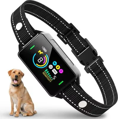 Anti Bark Collar Rechargeable IP67 Waterproof 3 Modes Beep Vibration Shock 8 Adjustable Sensitivity Levels with LCD Color Screen