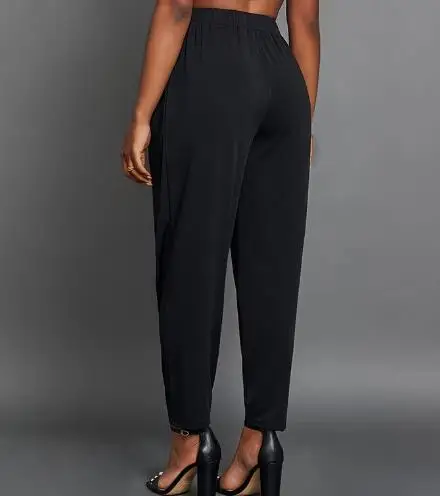 Damesbroek Elegante losse geplooide elastische tailleband Taps toelopende enkelbroek Dames effen kleur woon-werkverkeer potloodbroek