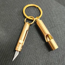 Outdoor Brass Key Chain Pendant Knife Fruit Knife Demolition Express Push-pull Knife Out of Box Cutting Tool Mini Keychain Gift