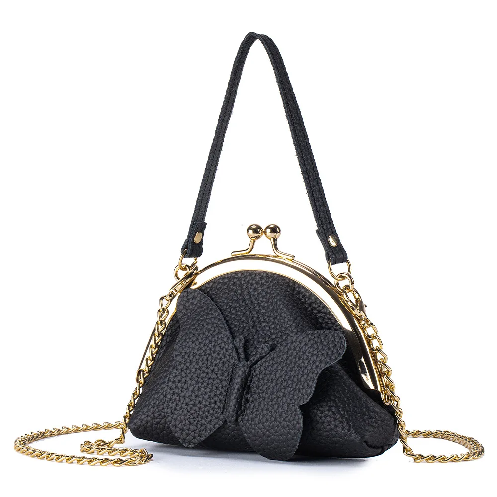 Woman Handbag Female Shoulder Bag Small Coin Purse With Chain In Top-Grade Cowhide For Women Mini Clip Bag For Coin Storage