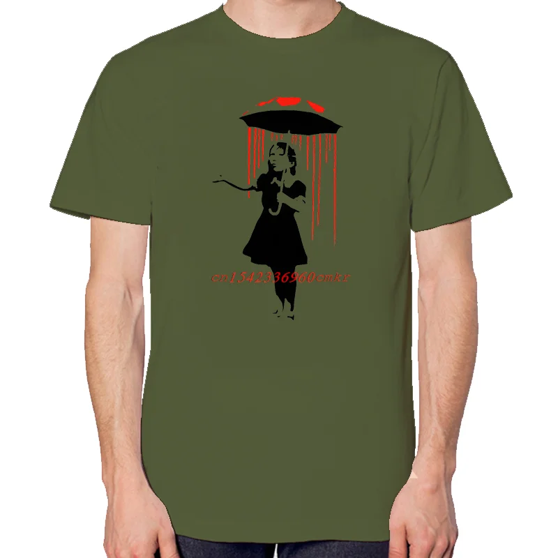 Blood Rain Girl With Umbrella Fashion Funny Streetwear Print T Shirt Summer Cotton Tees Tops O-Neck New Shirts And T-Shirts