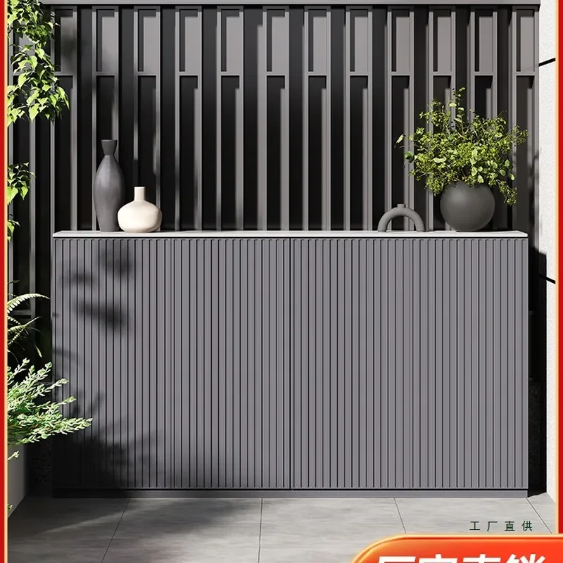 for Garden Aluminum Alloy Locker Outdoor Grille Door Rainproof Sunscreen Storage Cabinet Balcony Full Aluminum Storage Unit