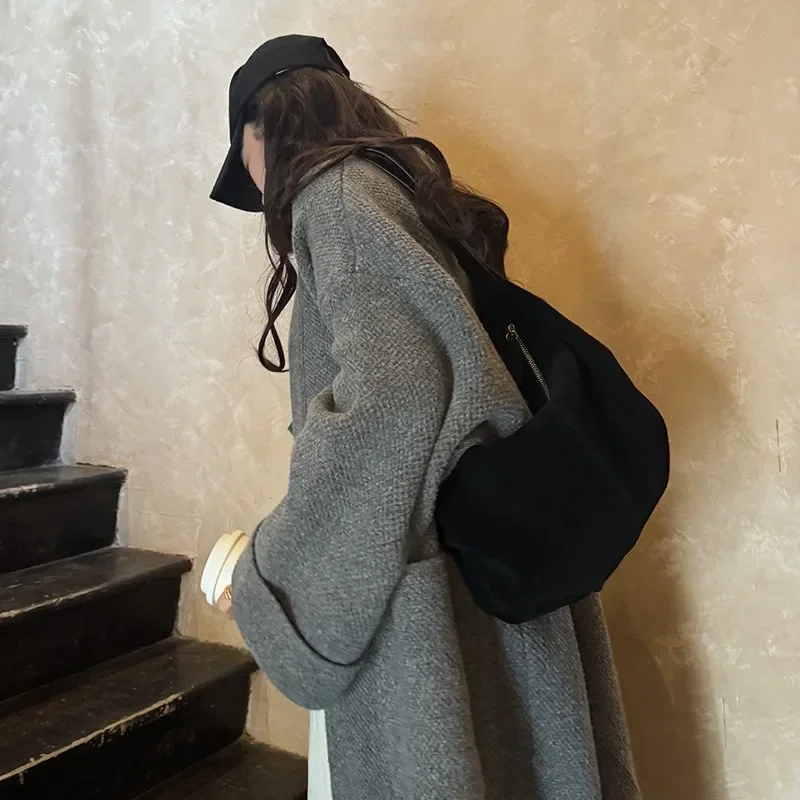 Hobo Bag for Women Men Adjustable Strap Shoulder Suede Multi-pocket Crescent Dumpling Bag for Work Travel