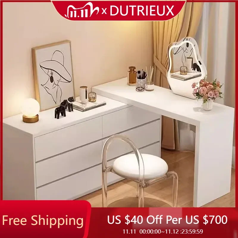 

Светодиодный светильник, белый органайзер для туалетного столика, роскошное зеркало для хранения туалетного столика, ящик для спальни Comoda Para Quarto, мебель для дома