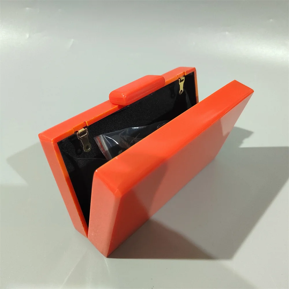 Brand Handbag Solid Orange Acrylic Evening Bags Luxury Party Prom Mini Beach Casual Hardbox Women Banquet Clutch Summer Purse