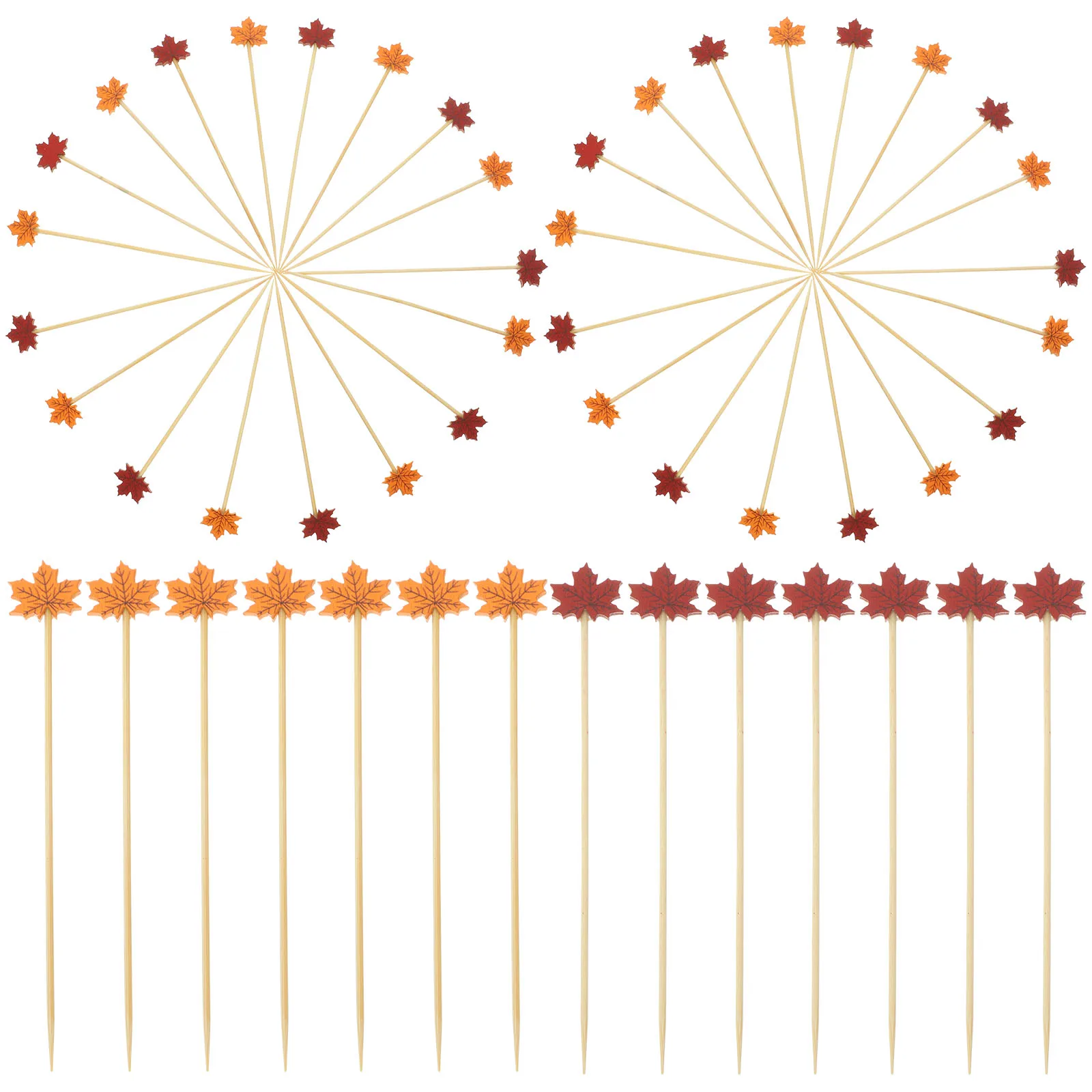 

200pcs Maple Leaf Cocktail Picks Bamboo Skewers for Drinks Appetizers Party Decorations Fruit Stick Holiday Accessories