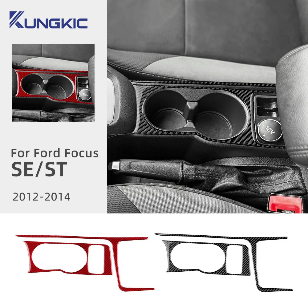 

For Ford Focus SE ST MK3 2012 2013 2014 Real Soft Carbon Fiber Sticker LHD Car Gear Cup Holder Frame Panel Trim Accessories