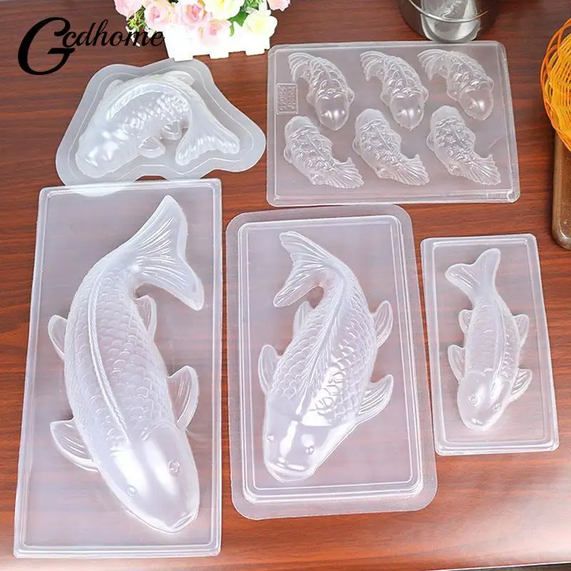 DIY 3D Koi Fish Carp Mold Plastic Jelly Handmade Sugarcraft Mold Mousse Cake Pudding Chocolate Mould Baking Tool