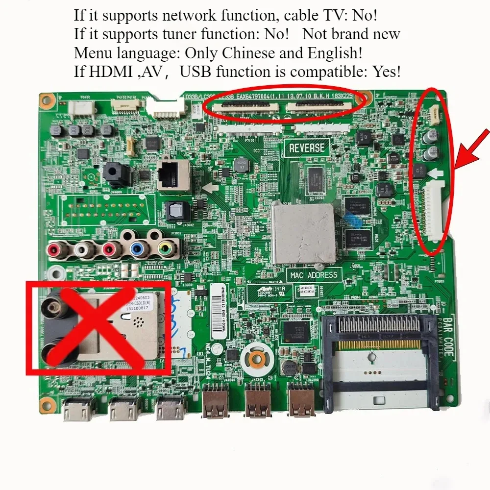 EAX64797004 compatible LG TV Main Board 42LA660V 47LA660V 55LA660V 55LA740V 47LA740 55LA690V Motherboard EBT62376627 EBT62596127