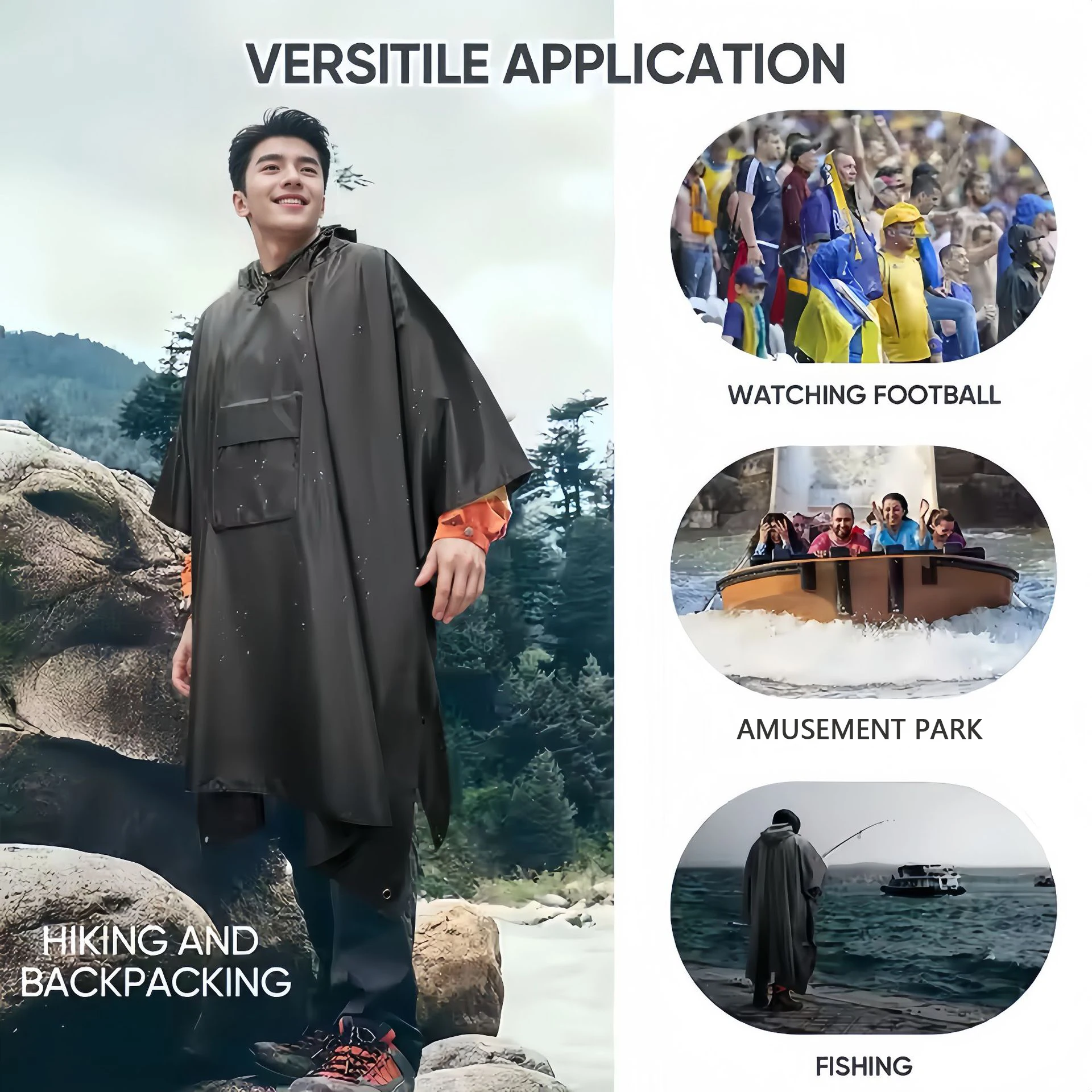 

3 в 1, уличный водонепроницаемый плащ, военный дождевик с капюшоном и рукавами, дождевик для мотоцикла, дождевик для кемпинга, пешего туризма, путешествий, дождевик, палатка