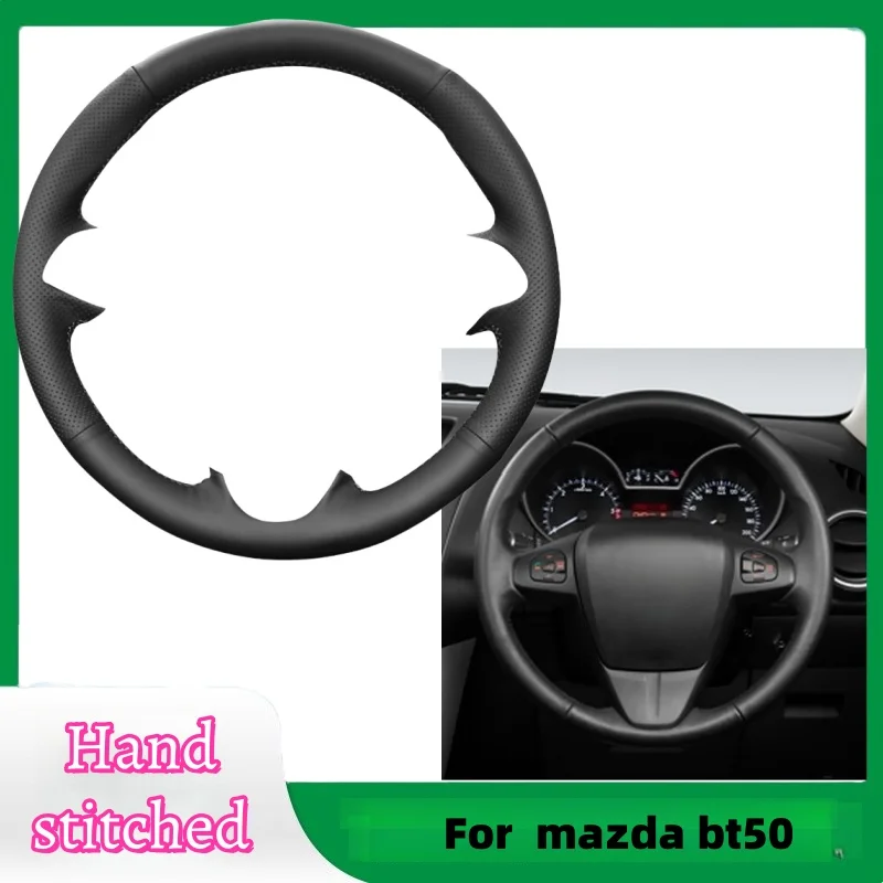Maßgefertigter handgenähter Lenkradbezug aus Mikrofaserleder für Mazda BT50 2019 BT 50 Innenraumzubehör.
