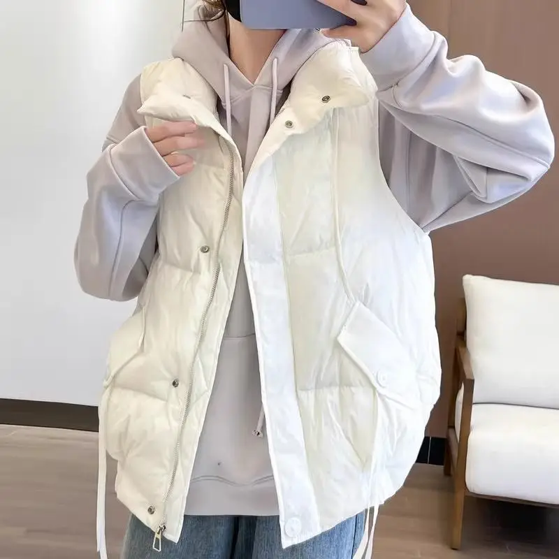 Autumn Winter 2025 New Down Cotton Vest Jacket Women's Fashion Loose Thicken Warm Short Waistcoat Coat Female Casual Ladies Tops